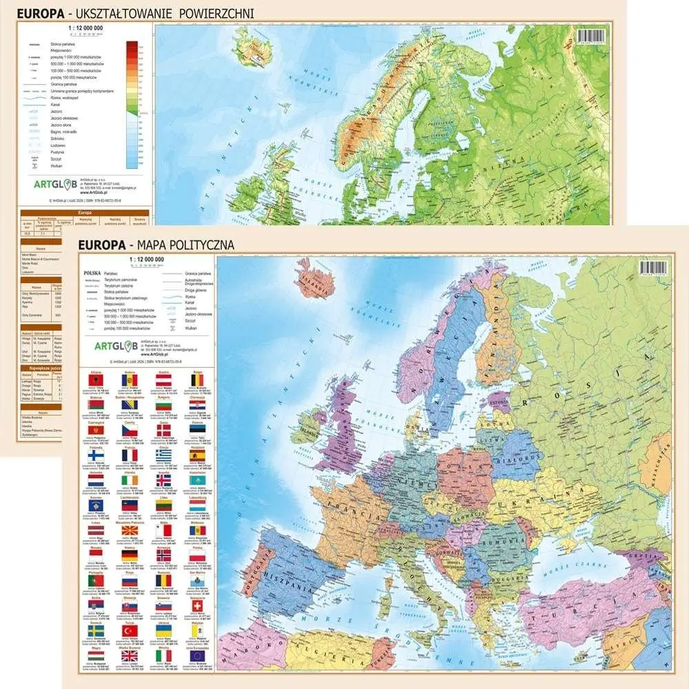 Książka - Podkładka na biurko Europa polityczno-fizyczna 1:12 000 000 dwustronna