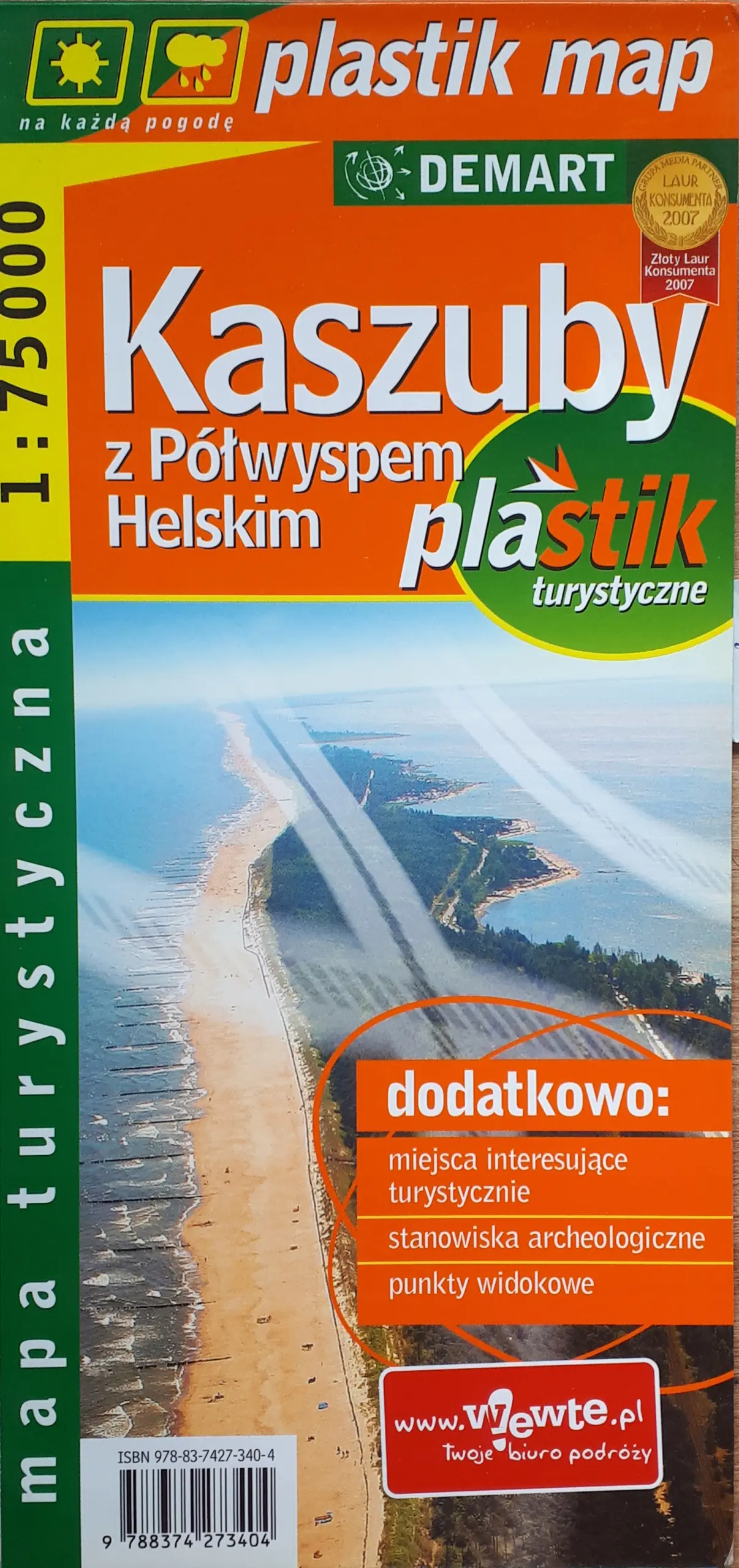 Książka - Mapa 1:75 000 Kaszuby z Półwyspem Helskim DEMART