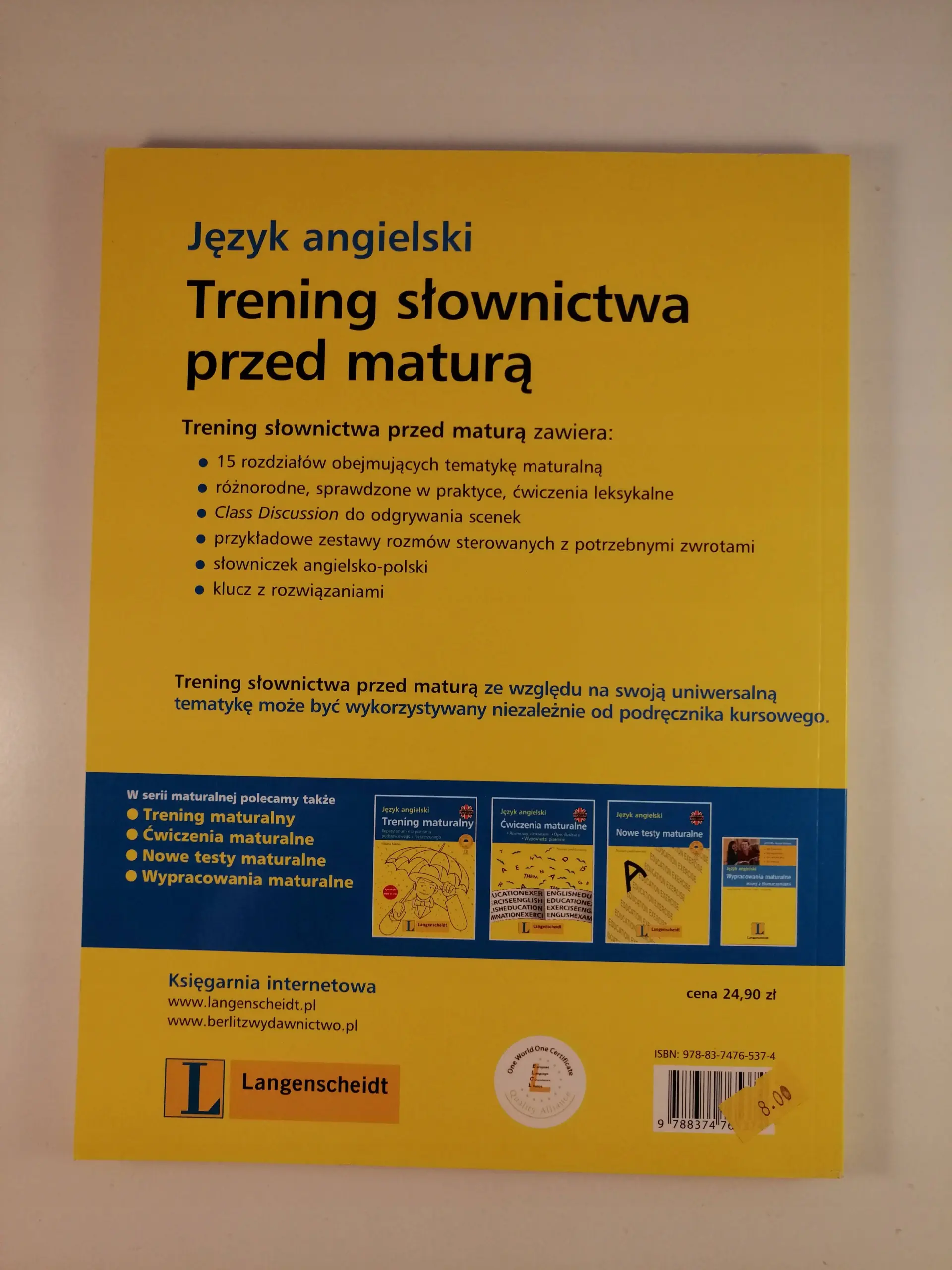 Książka - Trening Słownictwa Przed Maturą. Język Angielski