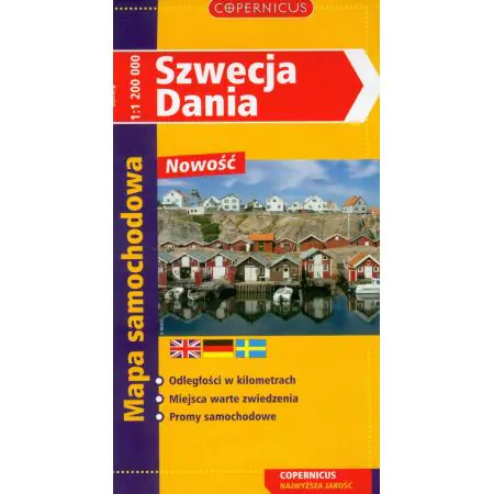 Książka - Szwecja Dania Mapa samochodowa Skala 1:1200000