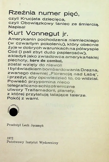 Książka - Rzeźnia numer pięć