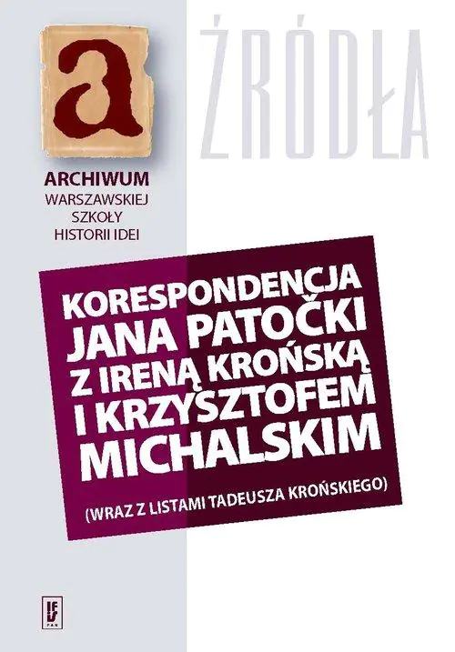 Książka - Korespondencja Jana Patocki z Ireną Krońską i Krzysztofem Michalskim