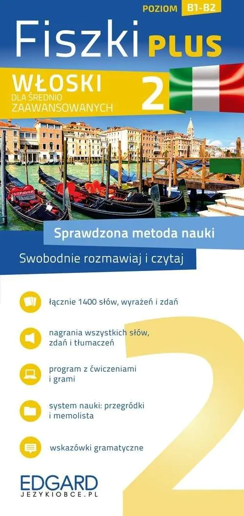 Książka - Fiszki Plus. Włoski dla średnio zaawansowanych 2 B1-B2