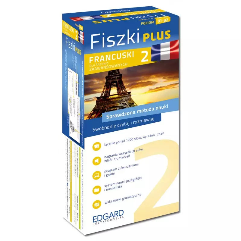 Książka - Fiszki Plus. Francuski dla średnio zaawansowanych 2. Poziom B1-B2