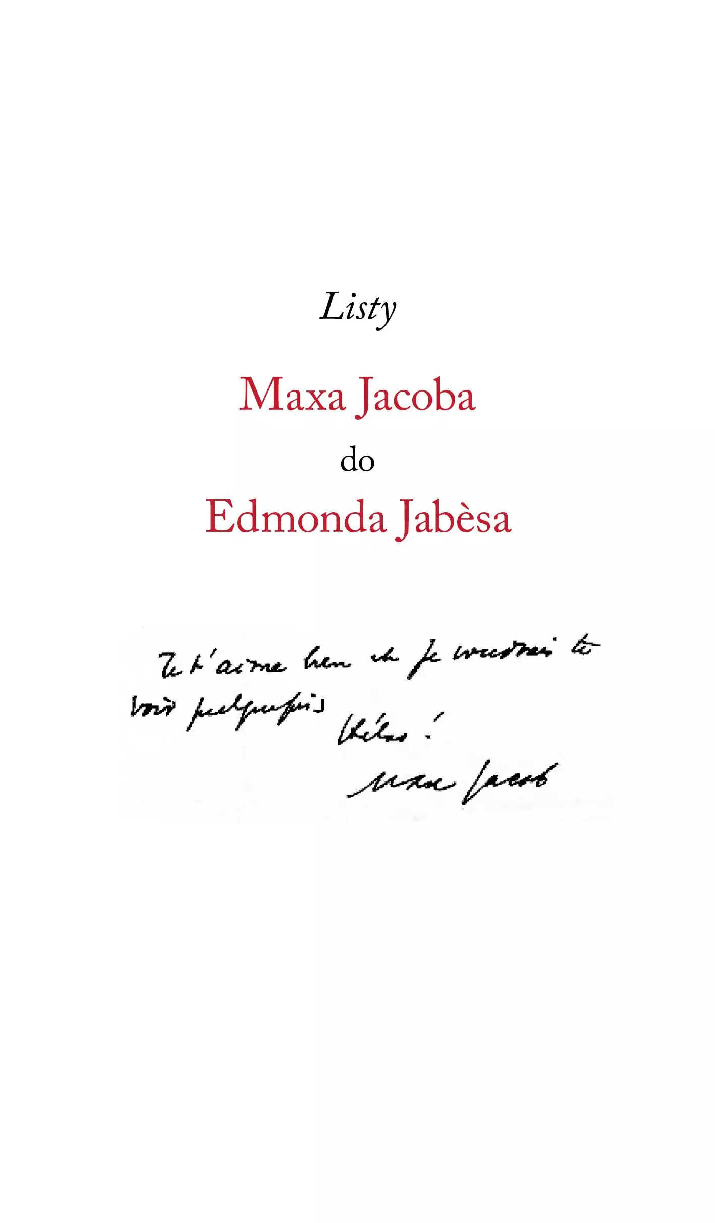 Książka - Listy Maxa Jacoba do Edmonda Jabesa