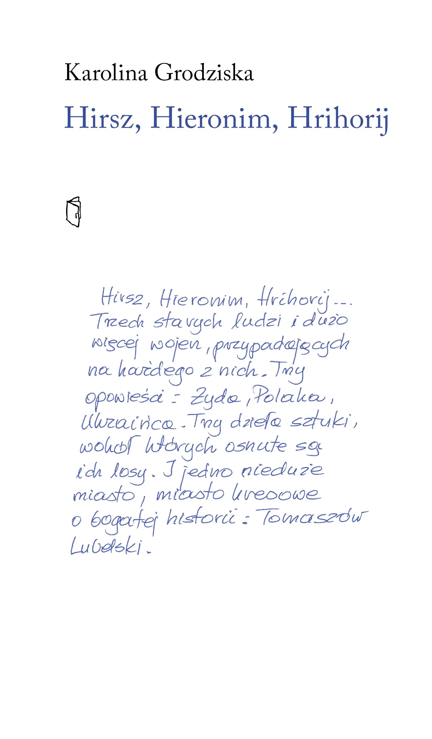 Książka - Hirsz, Hieronim, Hrihorij