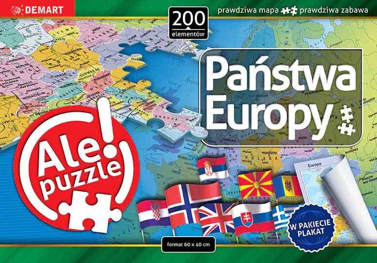 Książka - Puzzle 200 el. Państwa Europy