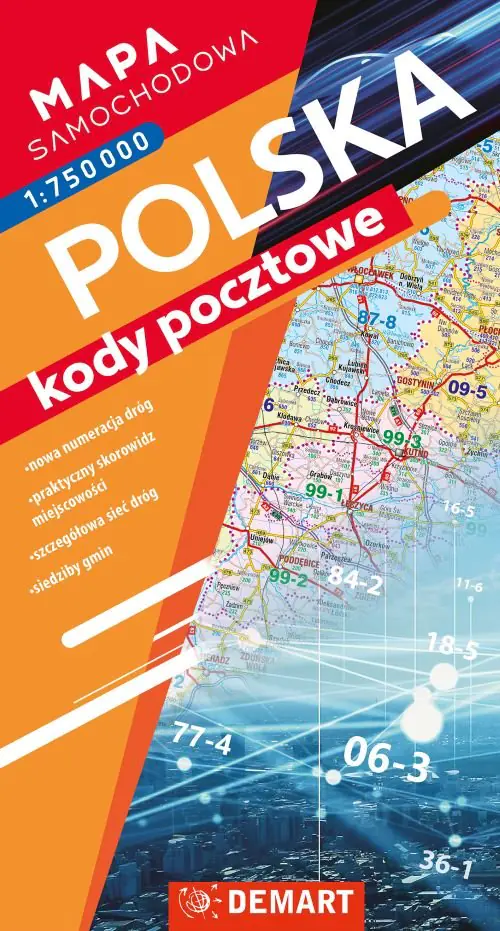 Książka - Polska. Mapa kodów pocztowych 1:750 000