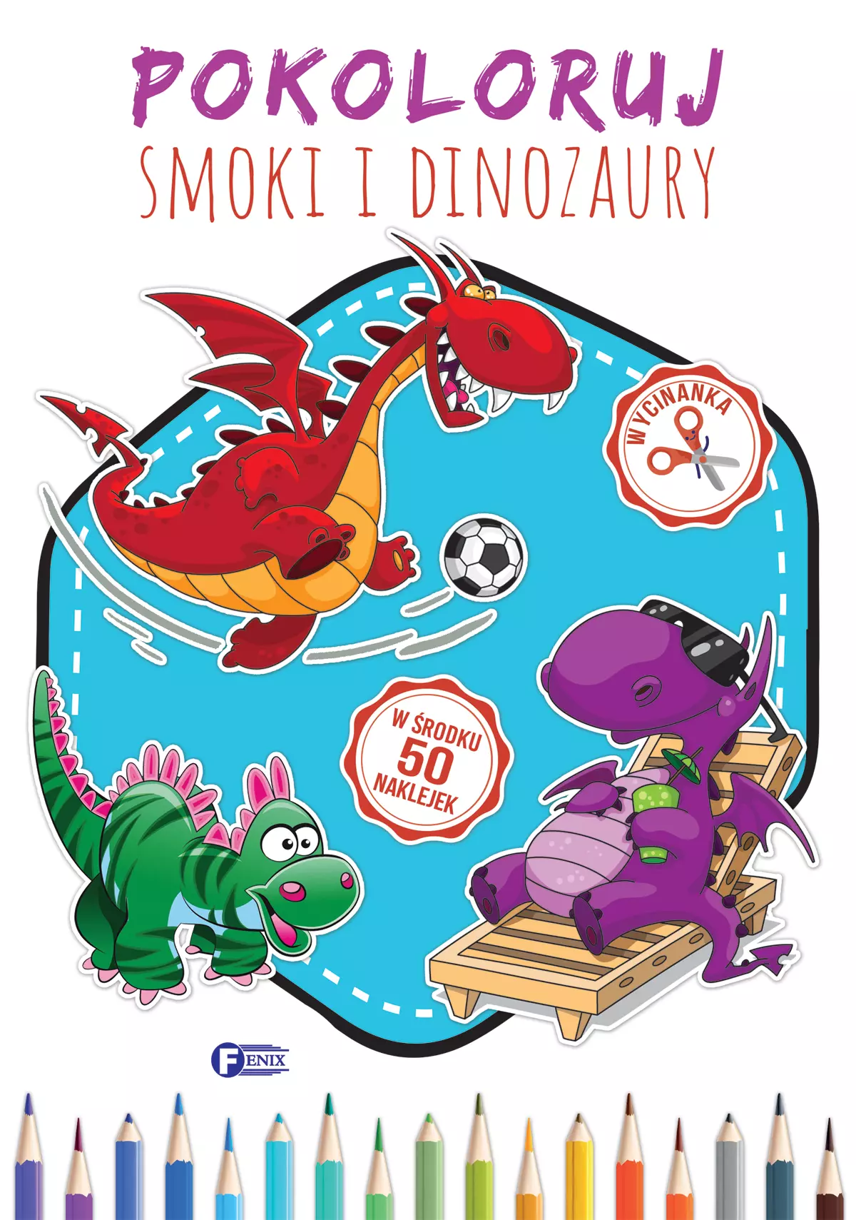 Książka - Pokoloruj smoki i dinozaury