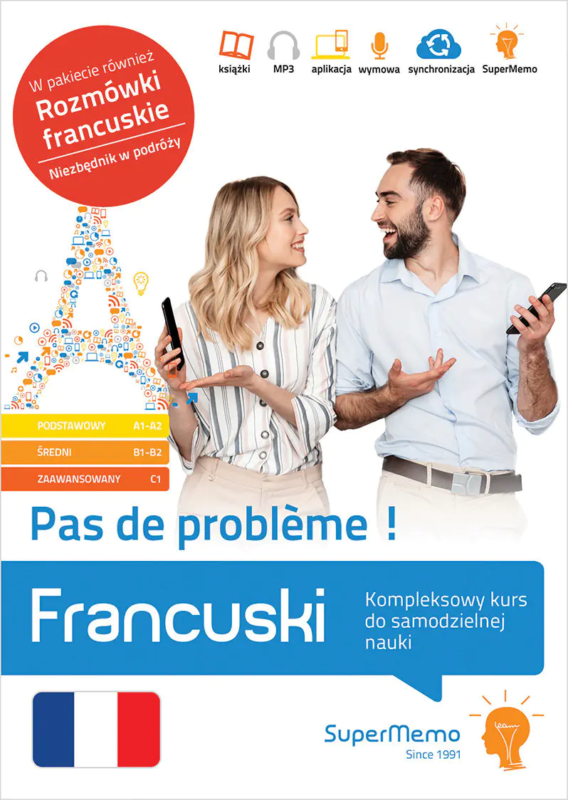 Książka - Francuski. Pas de problème! Kompleksowy kurs do samodzielnej nauki (poziom A1-C1)