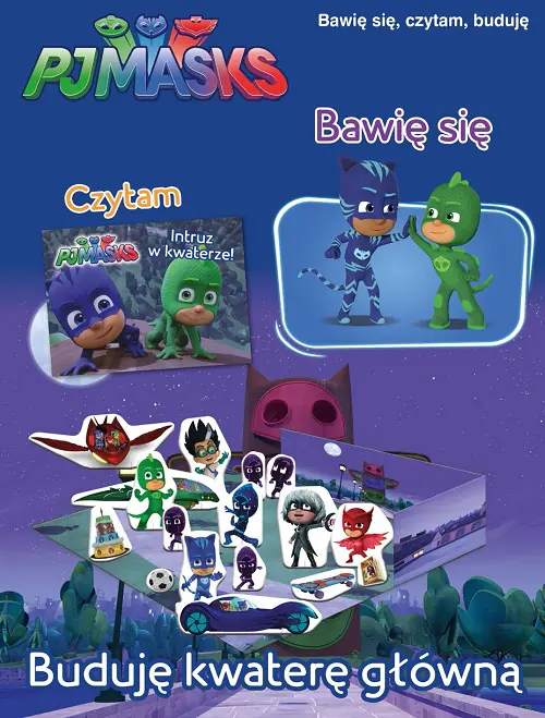 Książka - Buduje kwaterę główną pjmasks pidżamersi bawię się czytam buduję