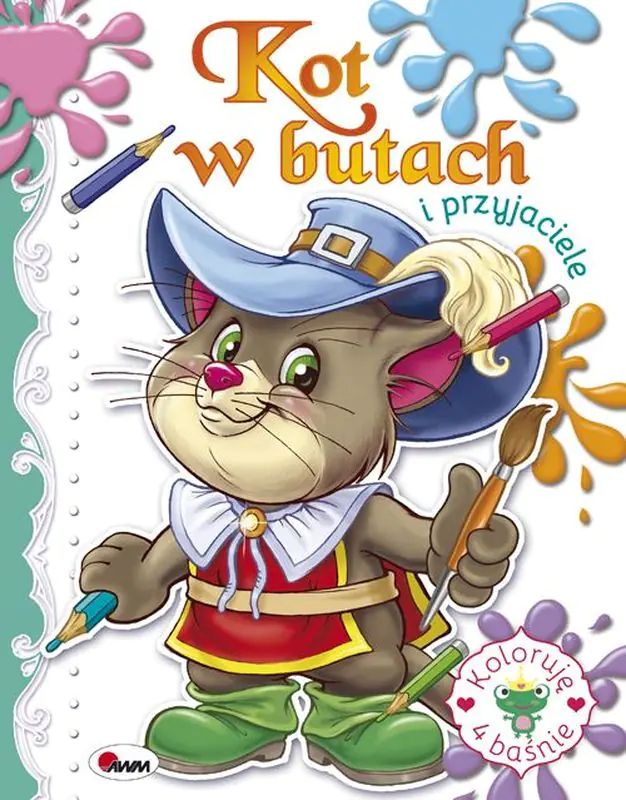 Książka - Kot w butach i przyjaciele. Koloruję 4 baśnie