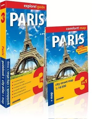 Książka - Paris 3in1: guidebook+ city atlas + map