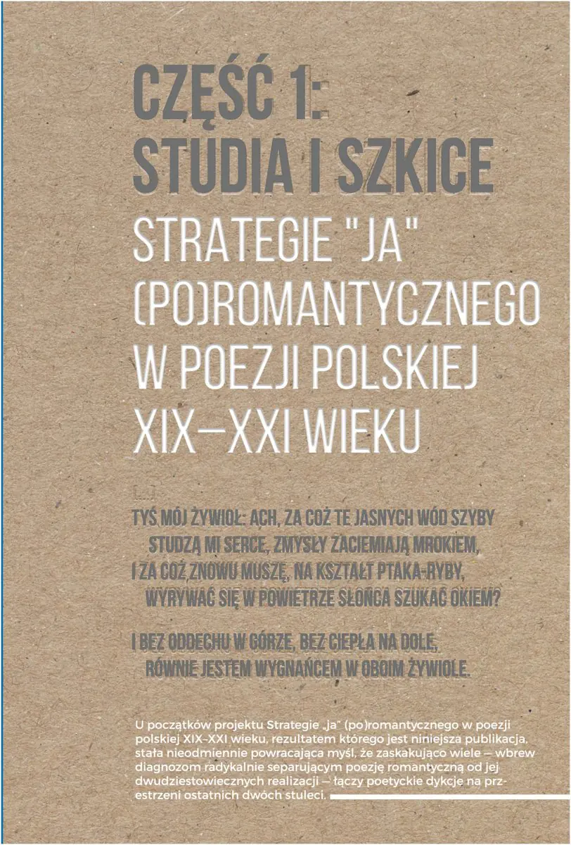 Książka - Strategie ja poromantycznego w poezji polskiej XIX-XXI wieku. Część 1. Studia i szkice