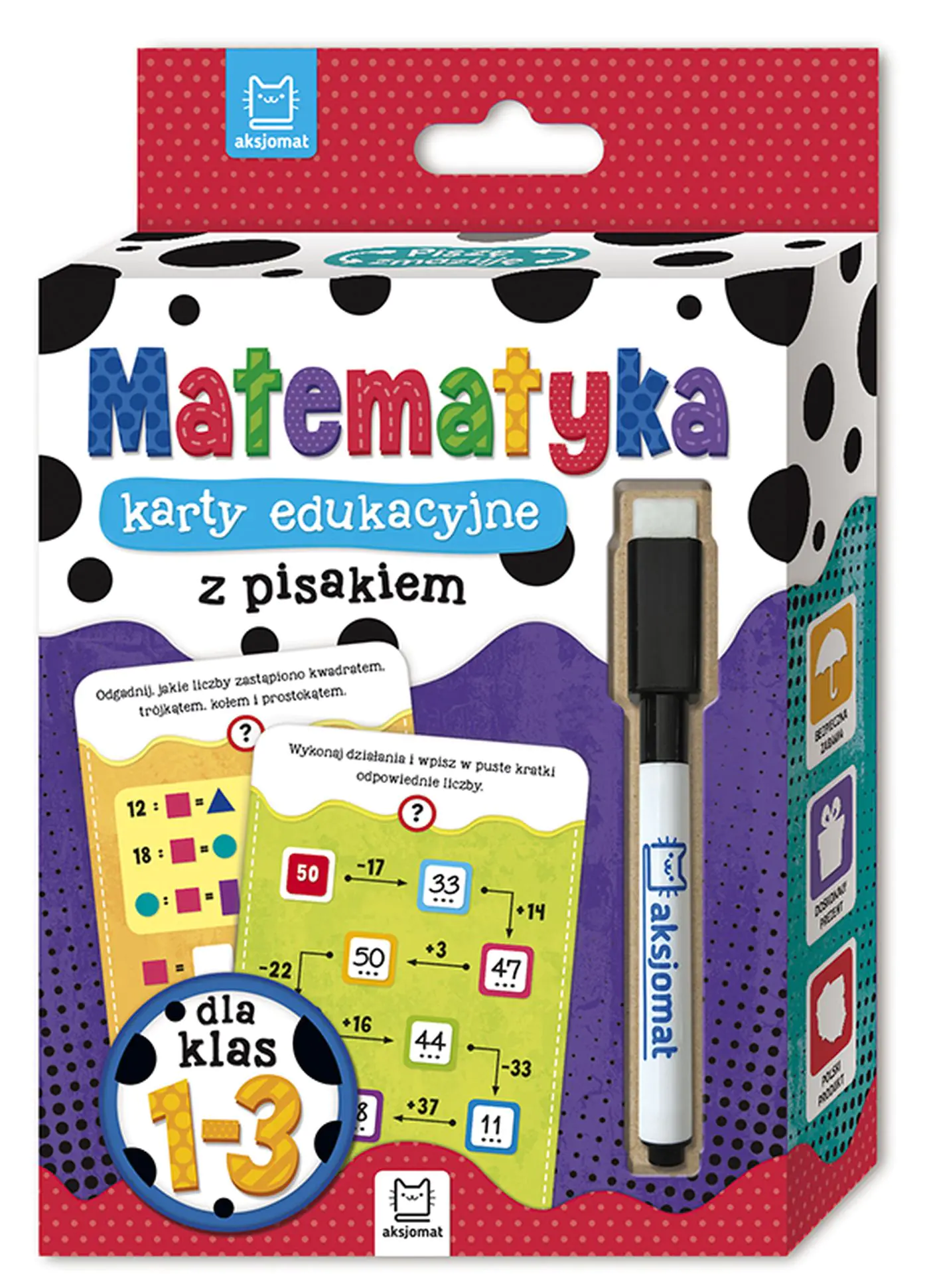 Książka - Matematyka. Karty edukacyjne z pisakiem dla klasy 1-3