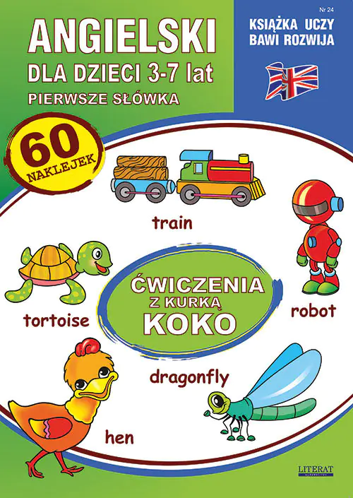 Książka - Angielski dla dzieci 24 Pierwsze słówka 3-7 lat Ćwiczenia z kurką Koko