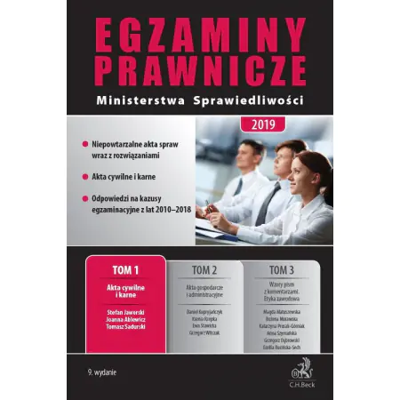 Książka - Egzaminy Prawnicze Ministerstwa Sprawiedliwości 2019 Tom 1 Akta cywilne i karne