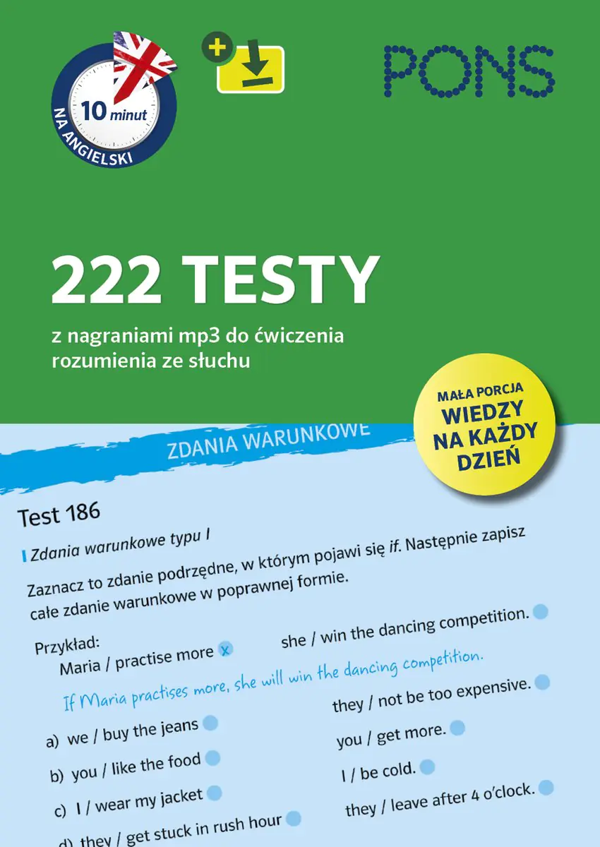 Książka - 10 minut na angielski. 222 testy. Poziom A1/A2