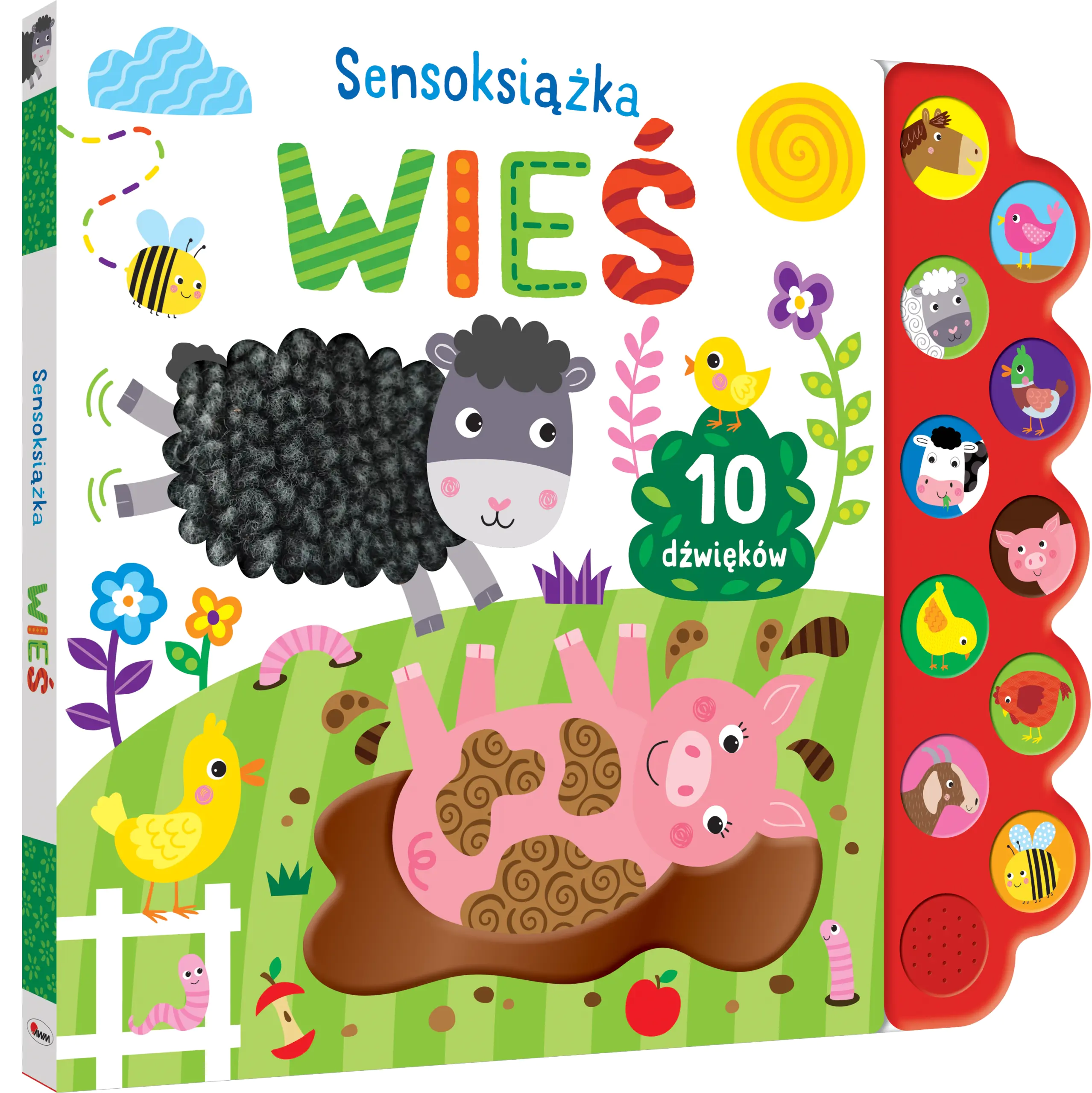 Książka - KSIĄŻECZKA Sensoryczna Dźwiękowa SENSOKSIĄŻKA WIEŚ 10 Dźwięków ZWIERZĘTA