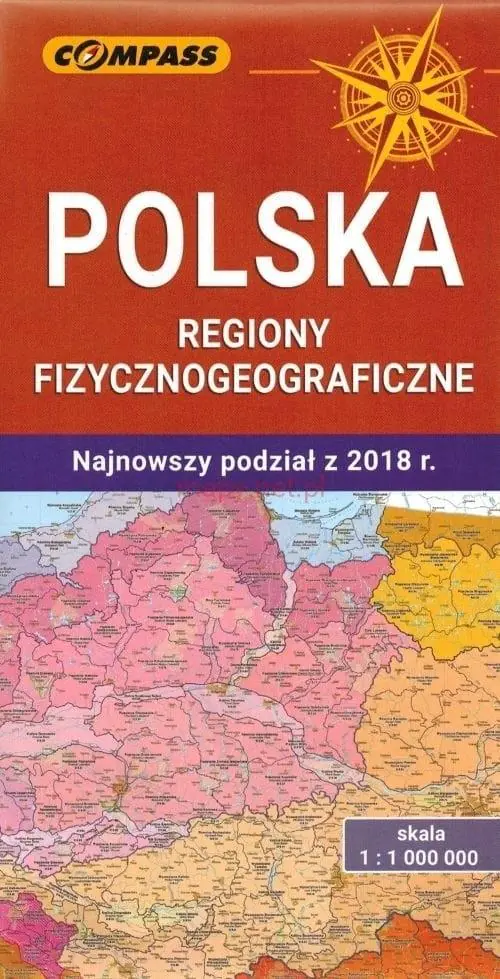 Książka - Mapa - Polska regiony fizycznogeograficzne