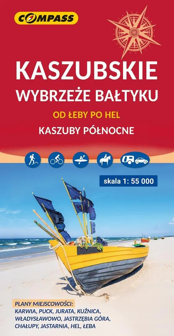 Książka - Kaszubskie wybrzeże Bałtyku - od Łeby po Hel. Mapa turystyczna w skali 1:55 000