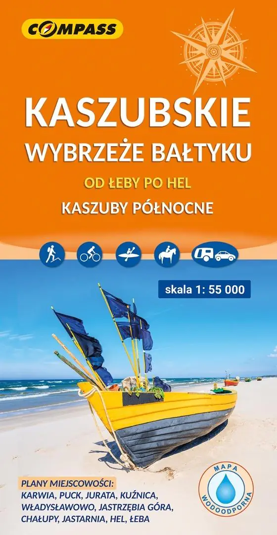 Książka - Kaszubskie wybrzeże Bałtyku &ndash; od Łeby po Hel. Mapa turystyczna w skali 1:55 000 (wersja wodoodporna)