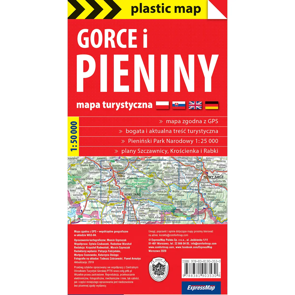 Książka - Gorce i Pieniny foliowana. Mapa turystyczna 1:50 000