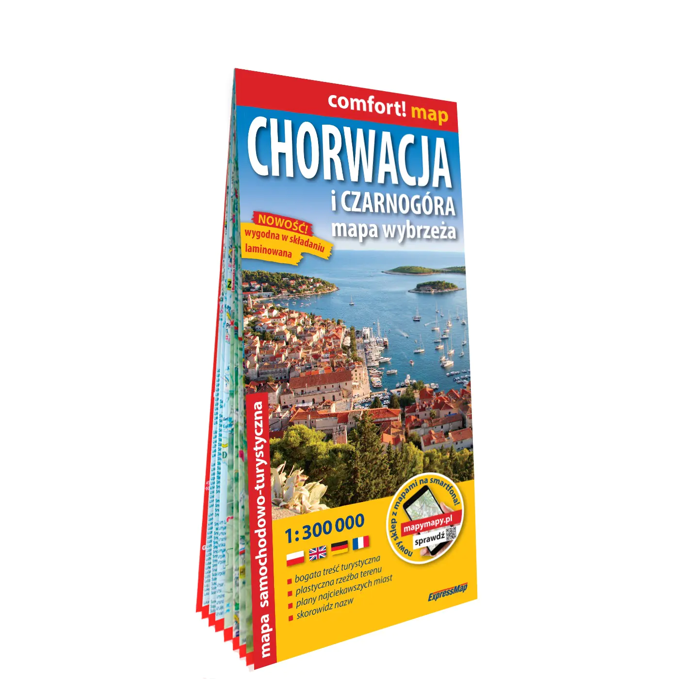 Książka - Chorwacja i Czarnogóra. Mapa wybrzeża. Mapa samochodowo-turystyczna 1:300 000
