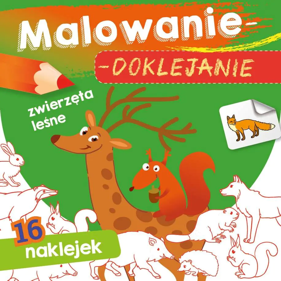 Książka - Skrzat, Książeczka 15x15 cm, malowanie-doklejanie, Zwierzęta Leśne naklejki, 071092