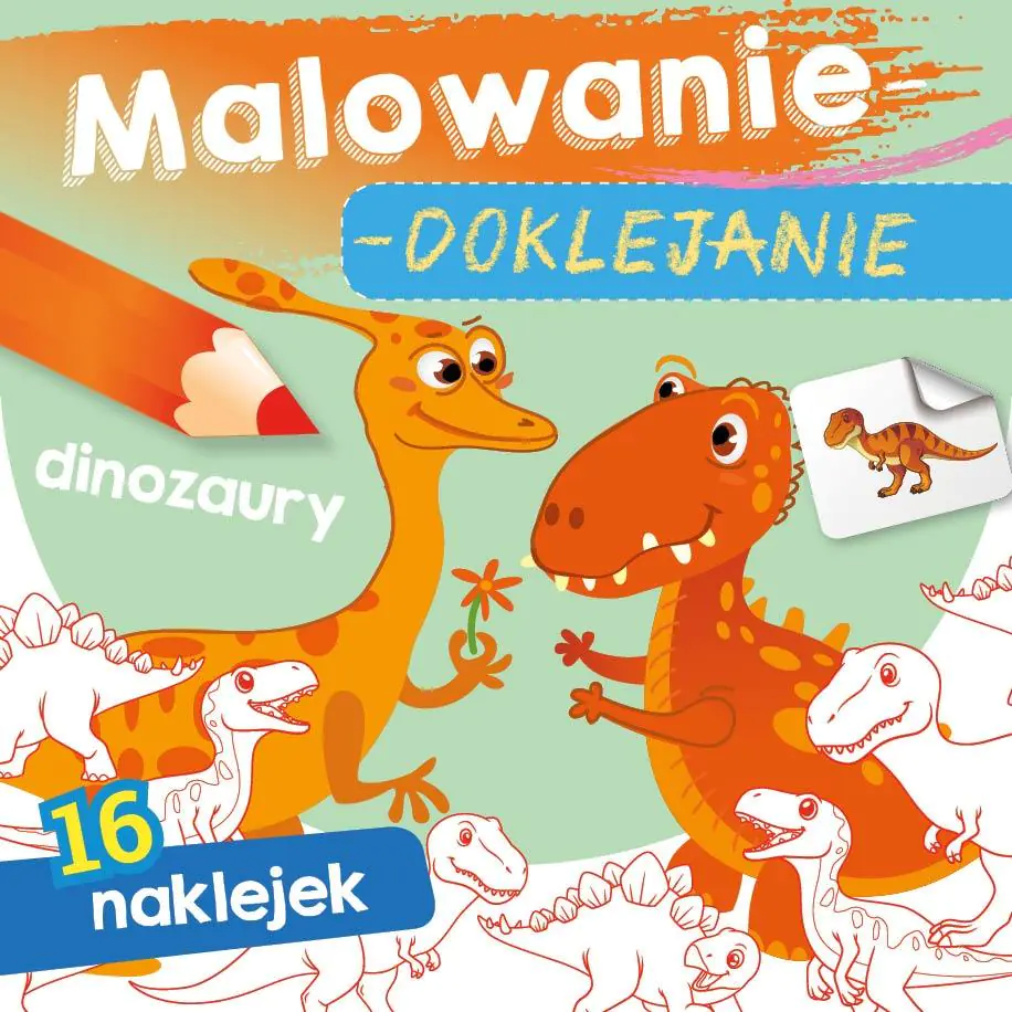 Książka - Skrzat, Książeczka 15x15 cm, malowanie-doklejanie, Dinozaury naklejki, 071139