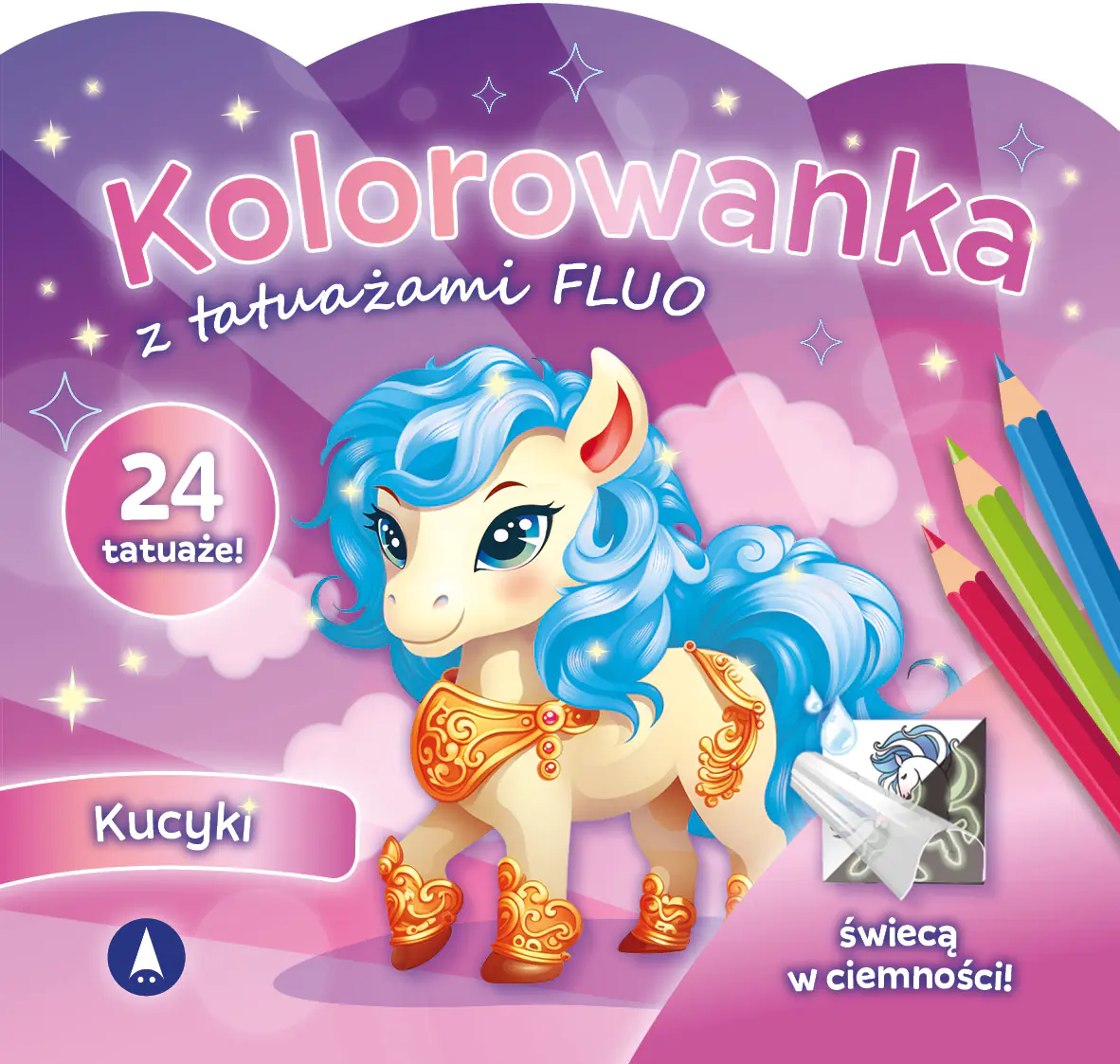 Książka - Kolorowanka z tatuażami FLUO. Kucyki