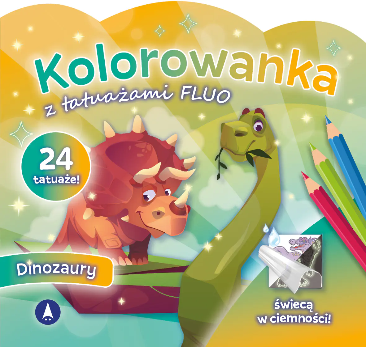 Książka - Kolorowanka z tatuażami FLUO. Dinozaury