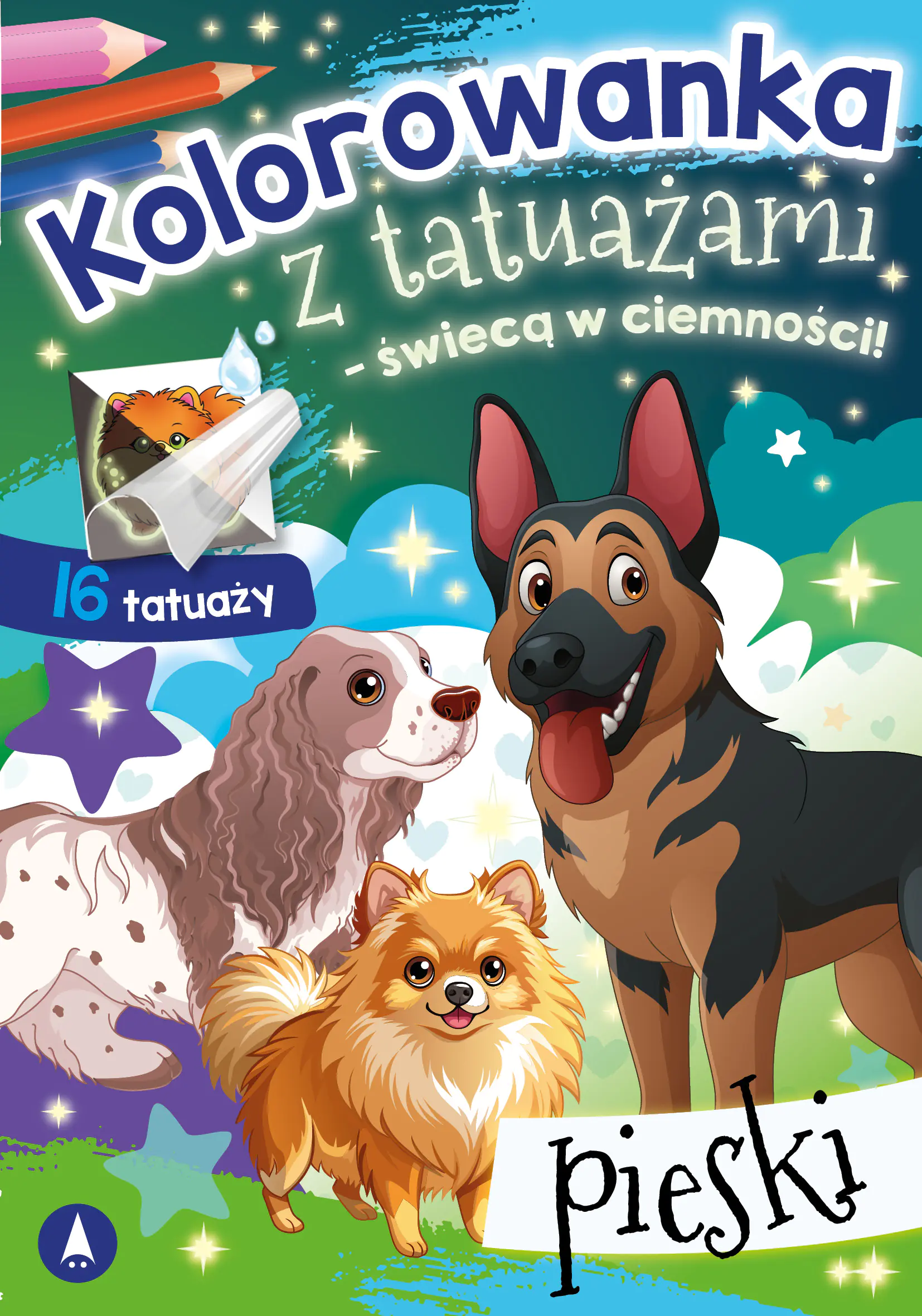 Książka - Malowanka A5 Kolorowanka z tatuażami   świecą w ciemności  Pieski SKRZAT 079746 SK