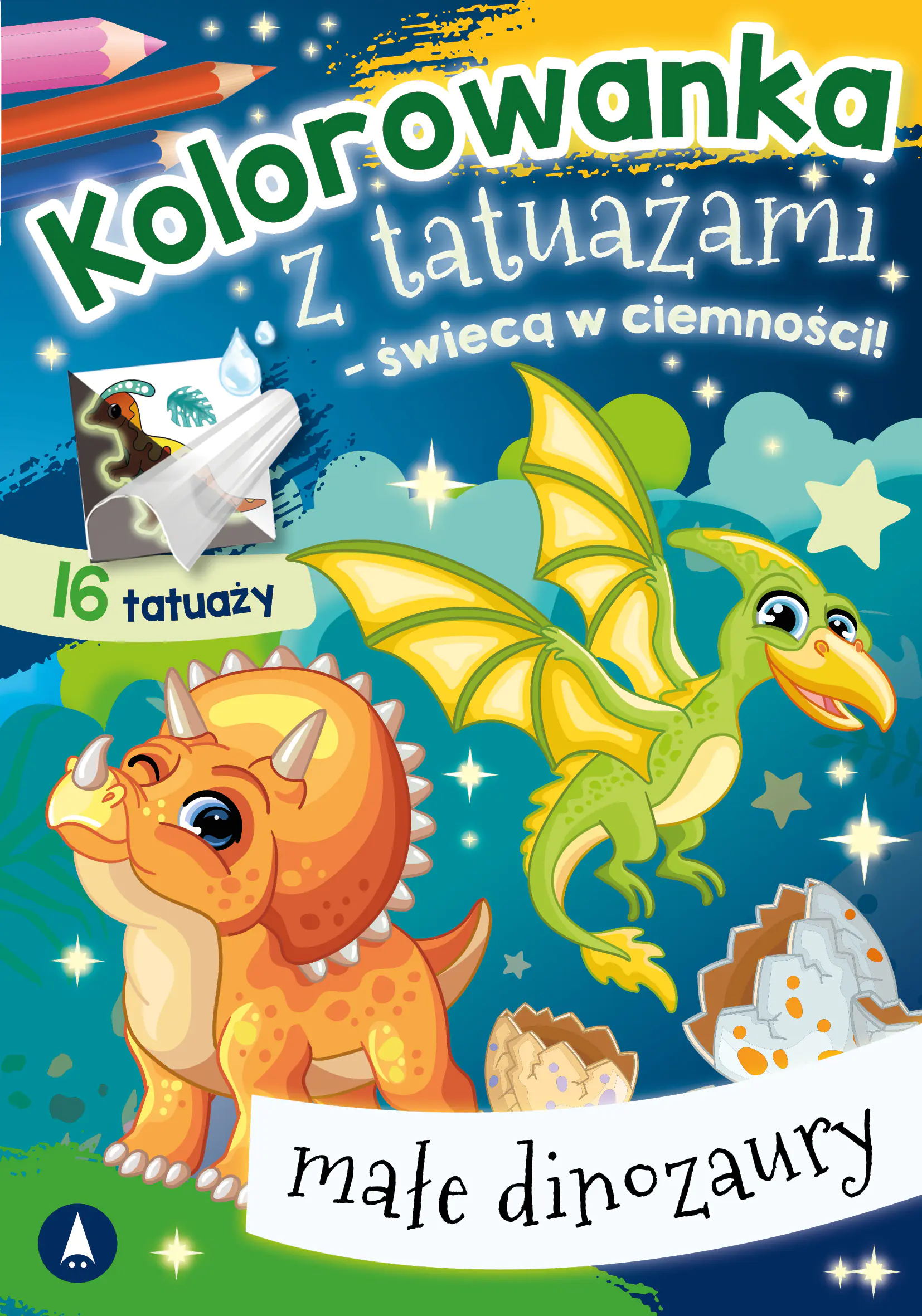 Książka - Malowanka A5 Kolorowanka z tatuażami   świecą w ciemności  Małe dinozaury SKRZAT 079760 SK