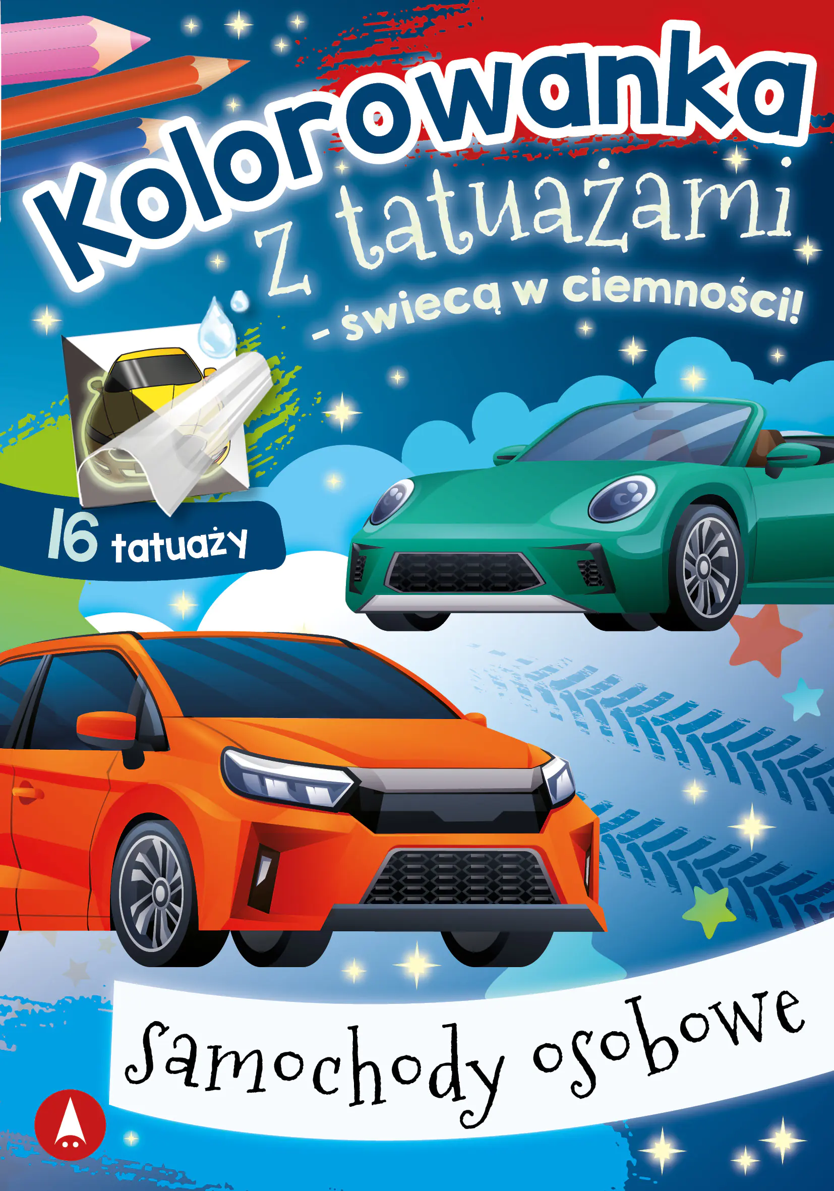 Książka - Malowanka A5 Kolorowanka z tatuażami   świecą w ciemności  Samochody osobowe SKRZAT 079777 SK