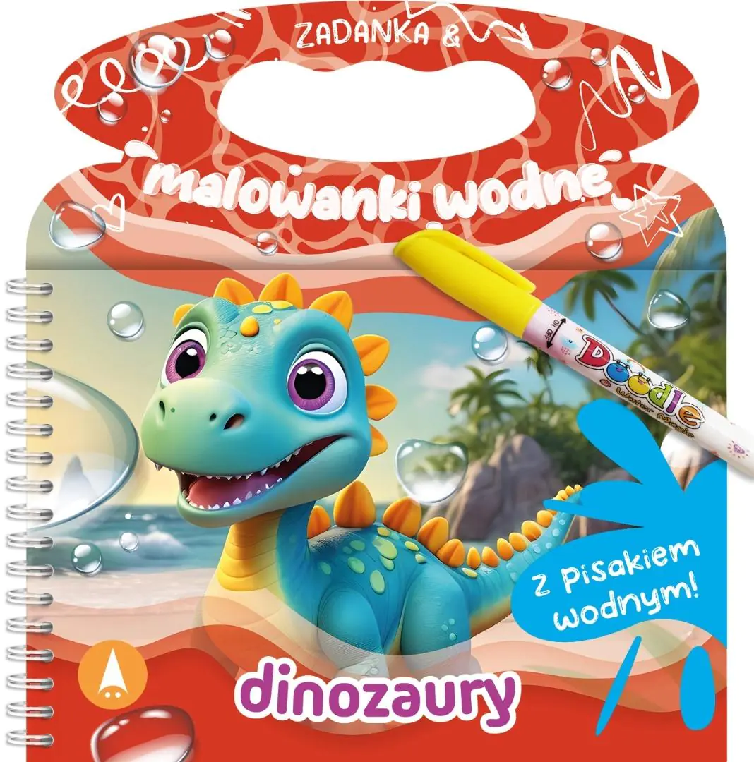 Książka - Malowanka 200X140 Zadanka & malowanki wodne. Dinozaury  PISAK SKRZAT 079906