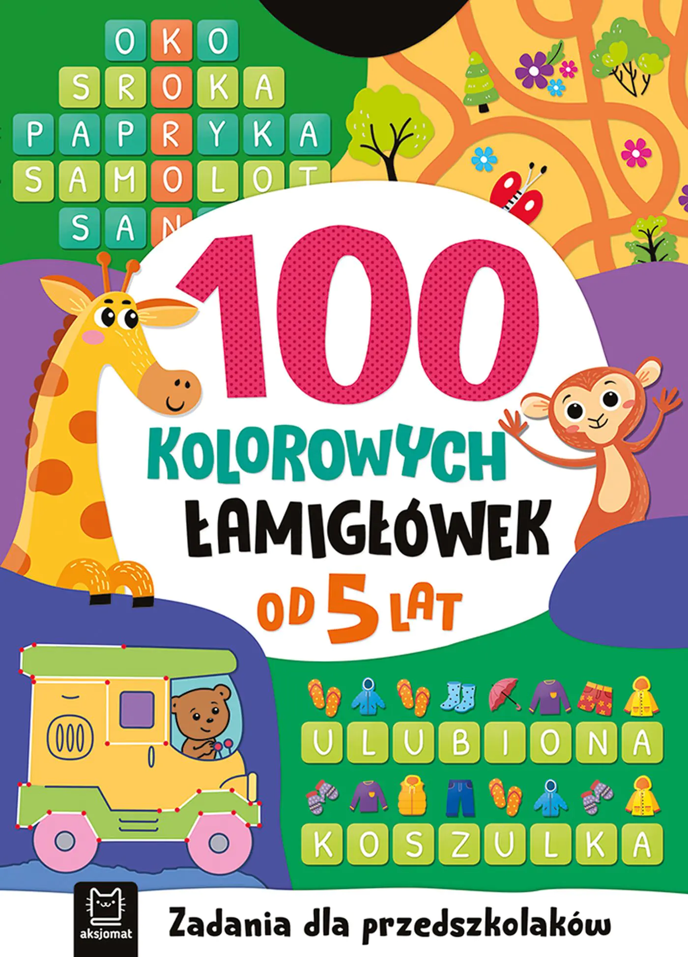 Książka - 100 kolorowych łamigłówek. Zadania dla przedszkolaków. Od 5 lat