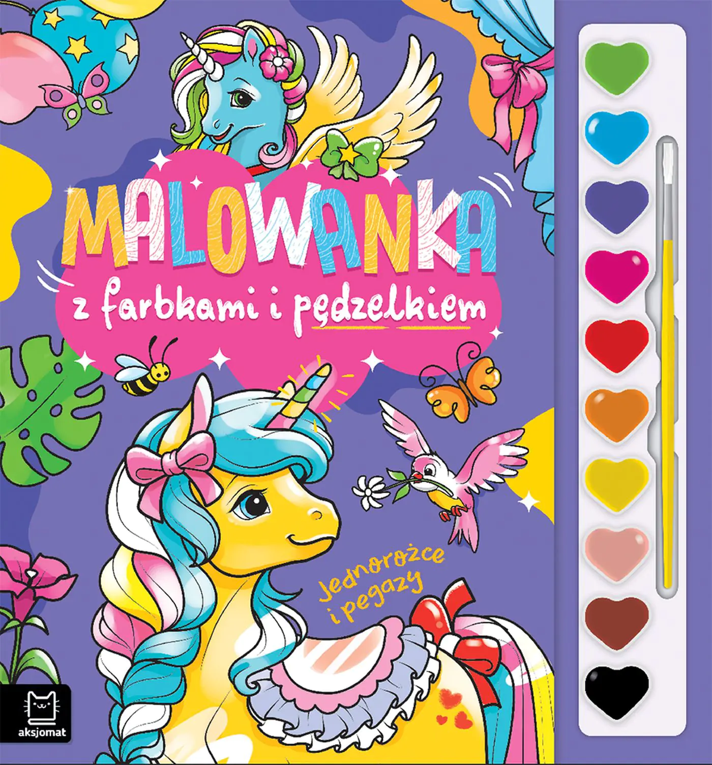 Książka - Jednorożce i pegazy. Malowanka z farbkami i pędzelkiem