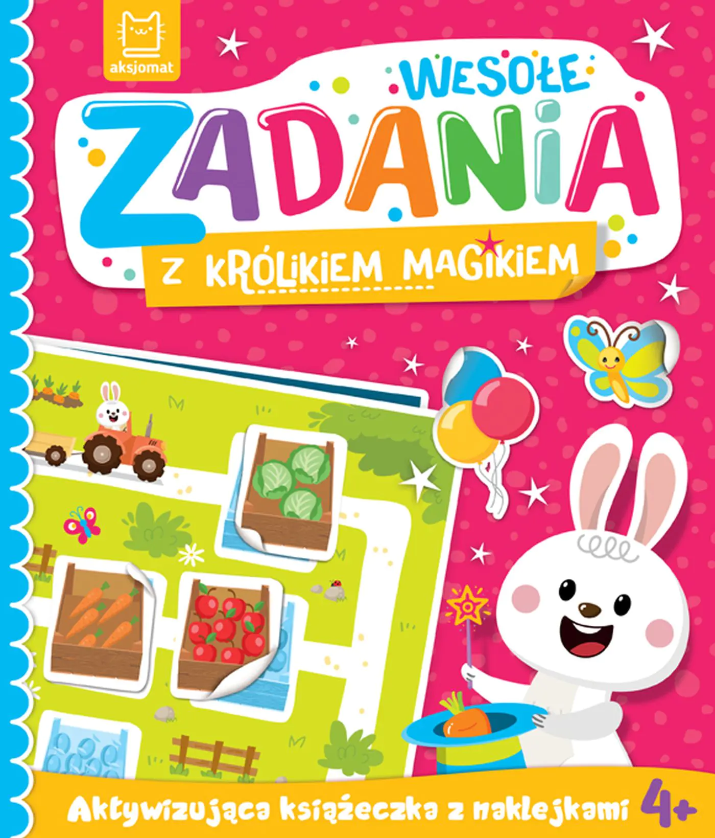Książka - Wesołe zadania z królikiem magikiem. Aktywizująca książeczka z naklejkami 4+