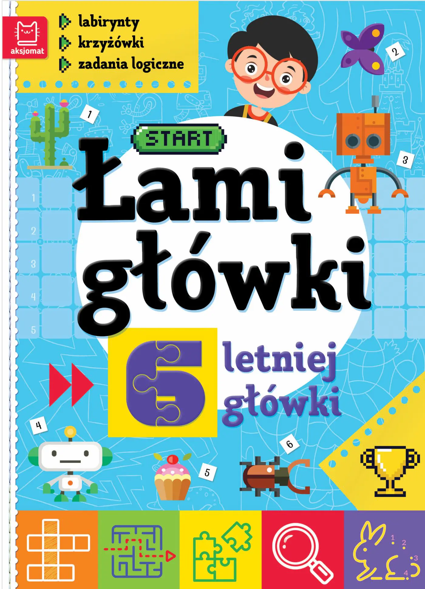 Książka - Łamigłówki 6-letniej główki. Labirynty, krzyżówki, zadania logiczne