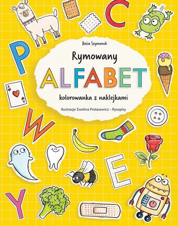 Książka - Rymowany alfabet. Kolorowanka z naklejkami