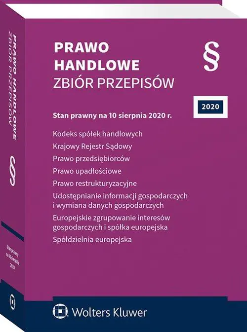 Książka - Prawo handlowe. Zbiór przepisów (/2020). Stan prawny na 10 sierpnia 2020 r.