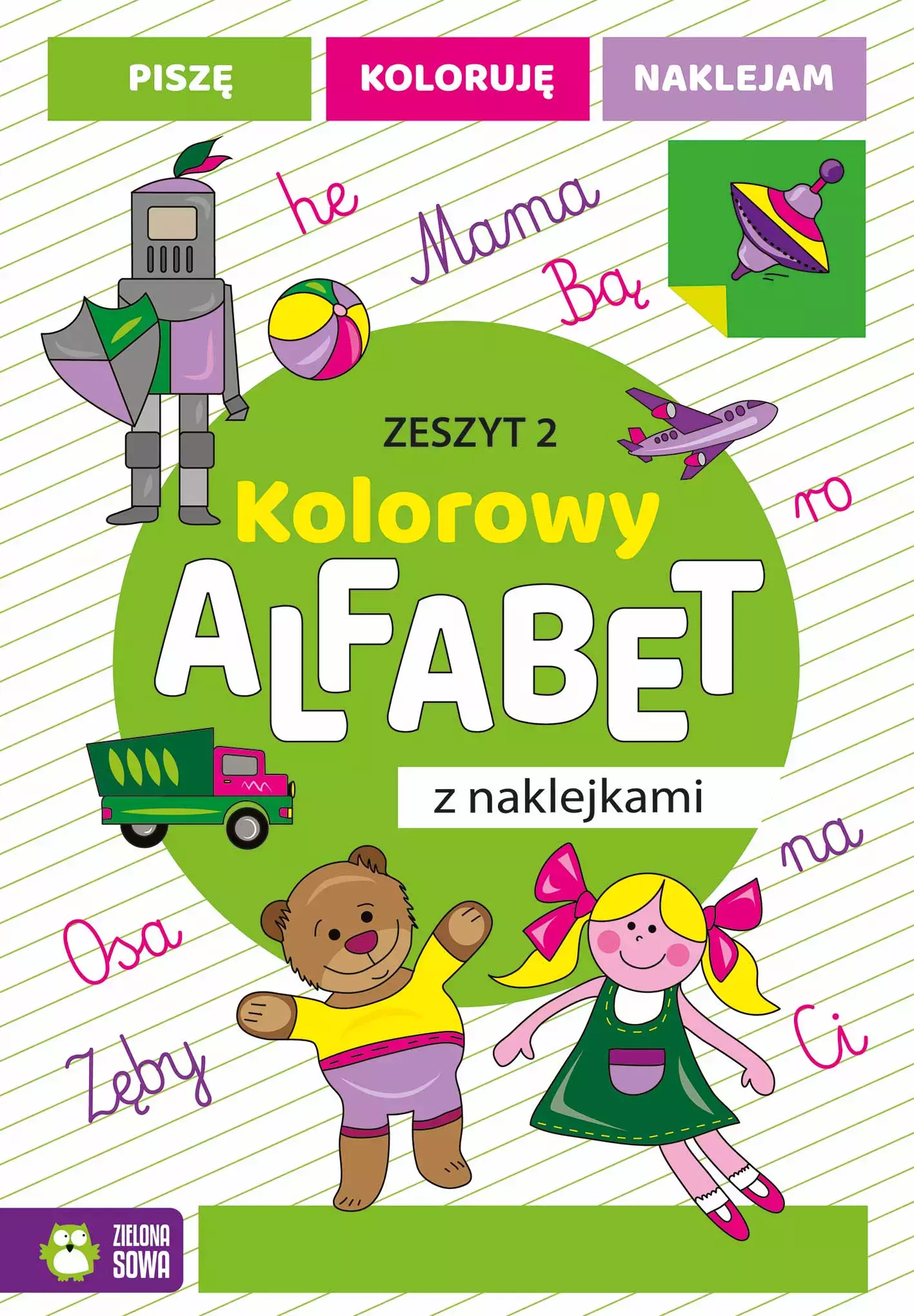 Książka - Kolorowy alfabet z naklejkami. Zeszyt 2