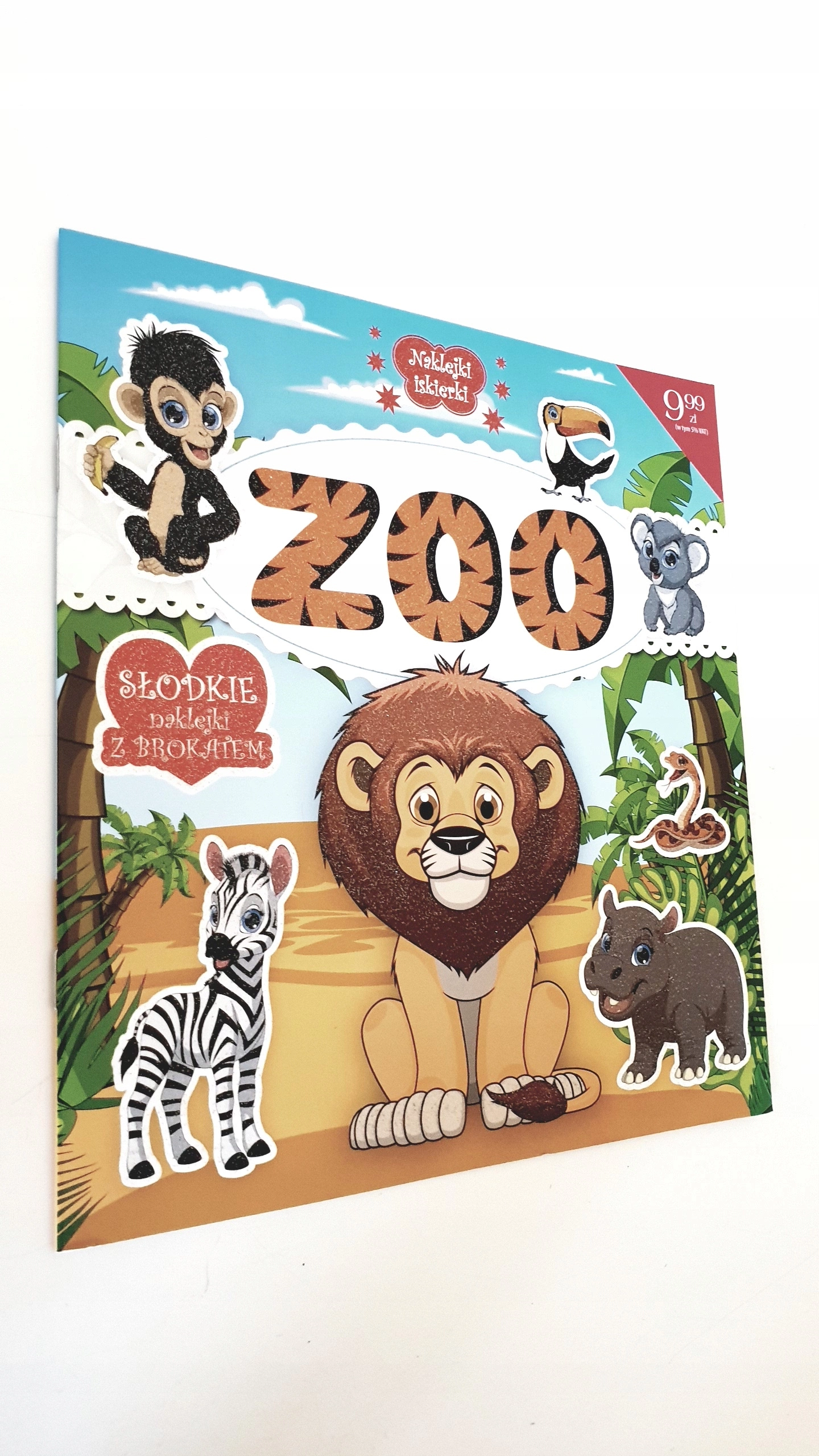 Książka - Naklejki iskierki z brokatem. ZOO