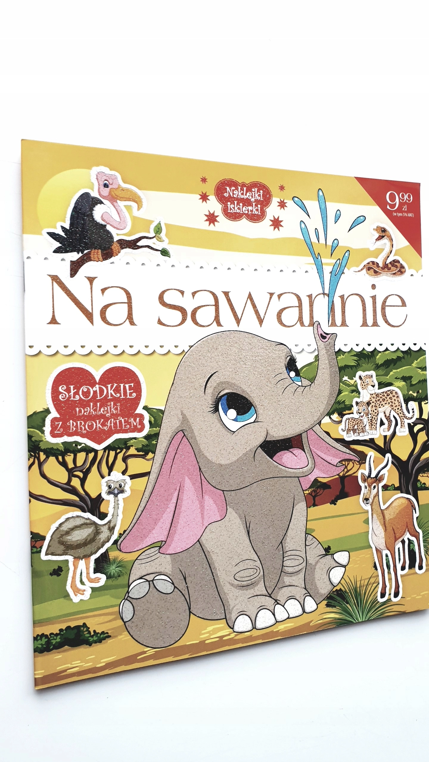 Książka - Naklejki iskierki z brokatem. Na sawannie