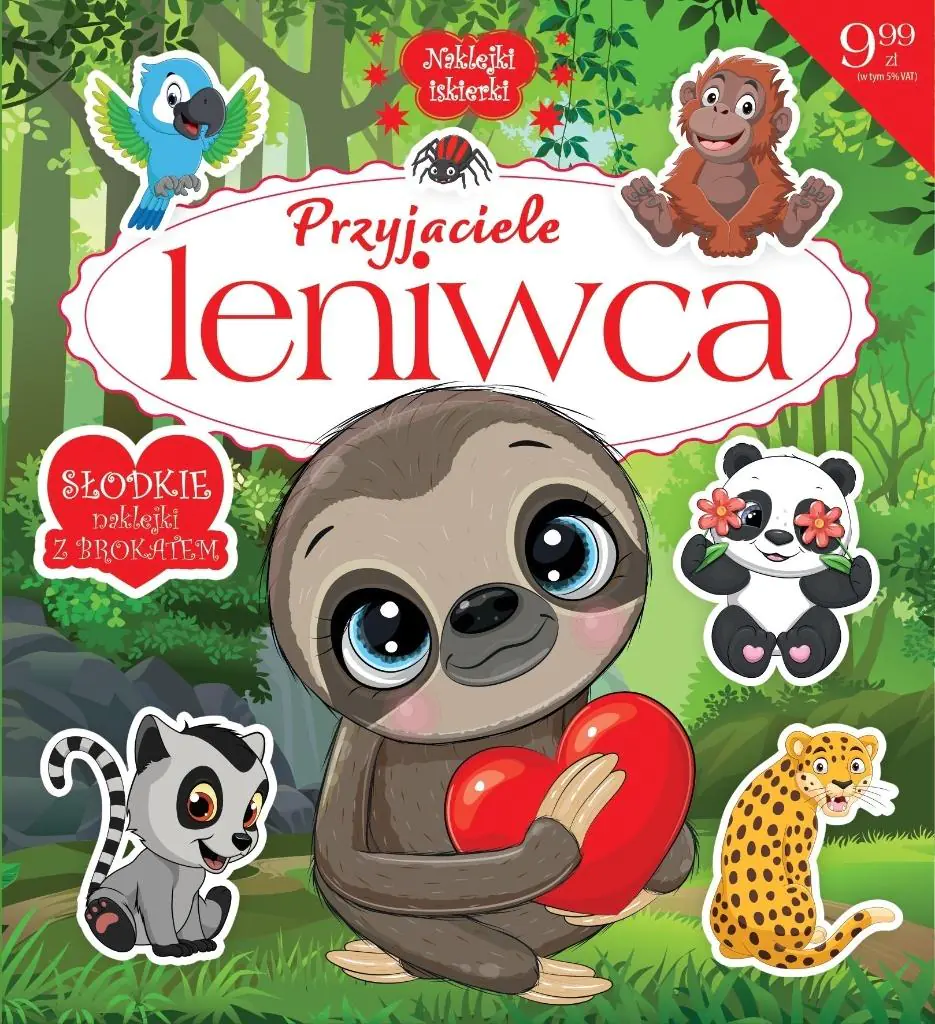 Książka - Naklejki iskierki z brokatem. Przyjaciele leniwca