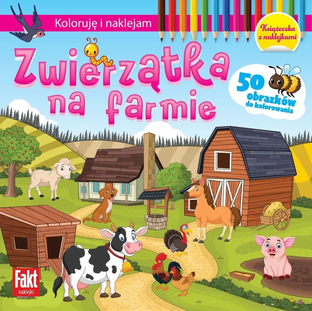 Książka - Koloruję i naklejam. Zwierzątka na farmie