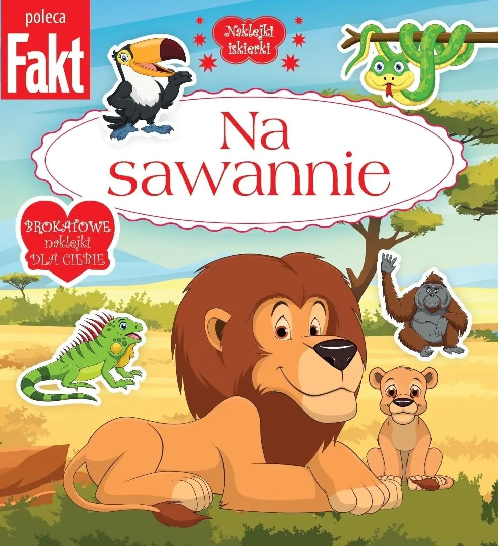 Książka - Na sawannie. Brokatowe naklejki dla ciebie