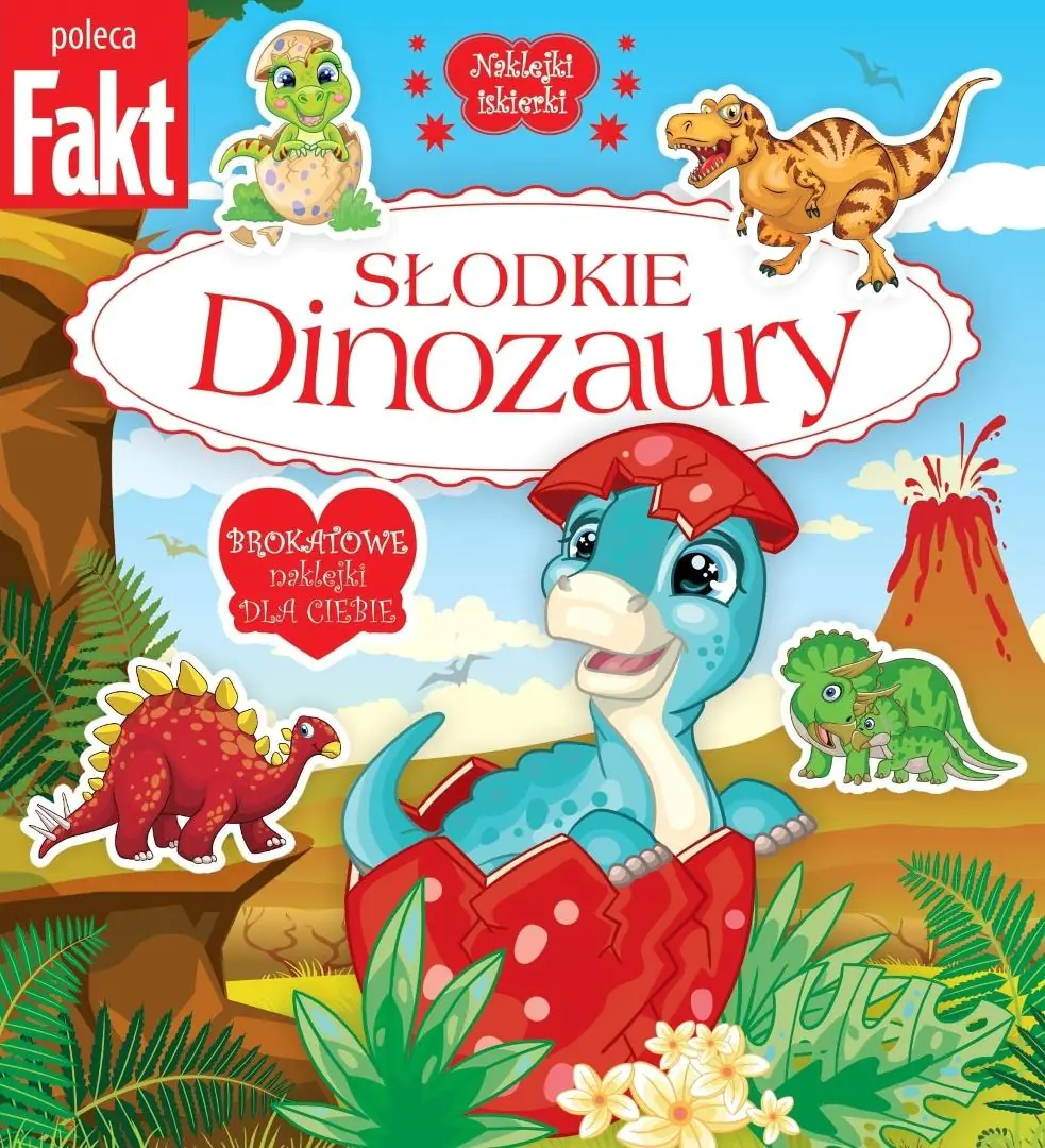 Książka - Słodkie dinozaury. Brokatowe naklejki dla ciebie