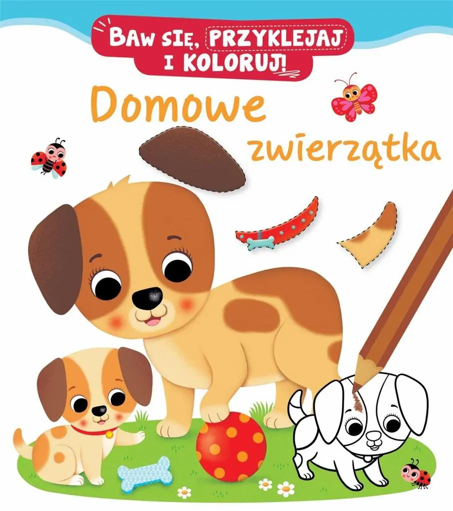 Książka - Domowe zwierzątka. Baw się, przyklejaj i koloruj!